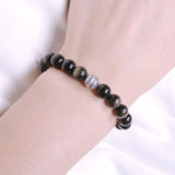 Men's Women Golden Obsidian Bracelet 925 Sterling Silver Bead DiyNotion Handmade BR602