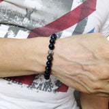 Men's Women Mixed Brown Blue Tiger Eye Bracelet 925 Sterling Silver Bead DiyNotion Handmade BR603