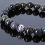 Men's Women Mixed Brown Blue Tiger Eye Bracelet 925 Sterling Silver Bead DiyNotion Handmade BR603