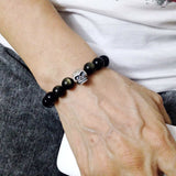 Men's Women Golden Obsidian Bracelet 925 Sterling Silver Bead DiyNotion Handmade BR604