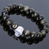 Men's Women Golden Obsidian Bracelet 925 Sterling Silver Bead DiyNotion Handmade BR604