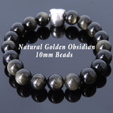 Men's Women Golden Obsidian Bracelet 925 Sterling Silver Bead DiyNotion Handmade BR604