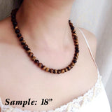 Men's Women Tiger Eye Sterling Silver Necklace Gemstone 925 Spacers Clasp DiyNoion Handmade NK080