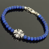 Men's Women Lapis Sterling Silver Bracelet Cross Charm DiyNotion Handmade BR599