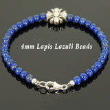 Men's Women Lapis Sterling Silver Bracelet Cross Charm DiyNotion Handmade BR599