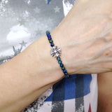 Men's Women Mixed Chrysocolla Lapis Sterling Silver Bracelet Cross Charm DiyNotion Handmade BR600