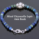 Men's Women Mixed Chrysocolla Lapis Sterling Silver Bracelet Cross Charm DiyNotion Handmade BR600