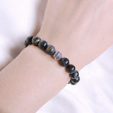 Men's Women Mixed Brown Blue Tiger Eye Bracelet 925 Sterling Silver Bead DiyNotion Handmade BR603