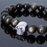 Men's Women Golden Obsidian Bracelet 925 Sterling Silver Bead DiyNotion Handmade BR604