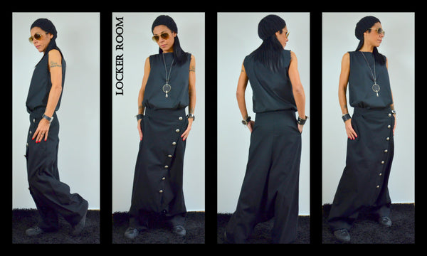 Loose Casual pants /Black Drop Crotch pants /Harem Pants/Extravagant Cotton Black Pants/Maxi pants /Wide leg pants