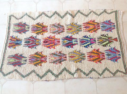 AZILAL. Vintage Moroccan Rug. Wool Boucherouite Carpet. Modern Design.