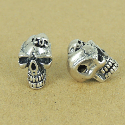 925 Sterling Silver Skull Baby Bead Charm Biker Jewerly WSP374 Wholesale: See Discount Coupons in Item Details