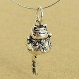 Sterling Silver 925 Stamped Vintage Protection Wealth Lucky Cat Maneki Neko Pendant  WSP375 Wholesale: See Discount Coupons in Item Details