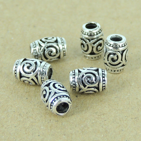 6 Pcs Sterling Silver Beads Barrel Charms Vintage Jewelry Making WSP380X6 Wholesale: See Discount Coupons in Item Details