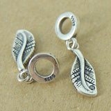 2 Pcs Sterling Silver Leaf Charm Pendant with CZ Stone 925 Stamp WSP383X2 Wholesale: See Discount Coupons in Item Details
