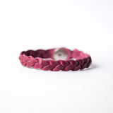 Braided Leather Bracelet/Cranberry