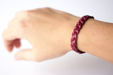 Braided Leather Bracelet/Cranberry