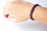 Braided Leather Bracelet/Mulberry
