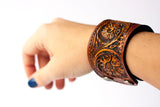 READY TO SHIP/Hand Tooled Leather Cuff/Floral
