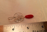 Vintage Glass Button Earrings, Red Glass Beads, Clear Glass Buttons, Handmade Silver Ear Wires, Drop Dangle Earrings, CGE143