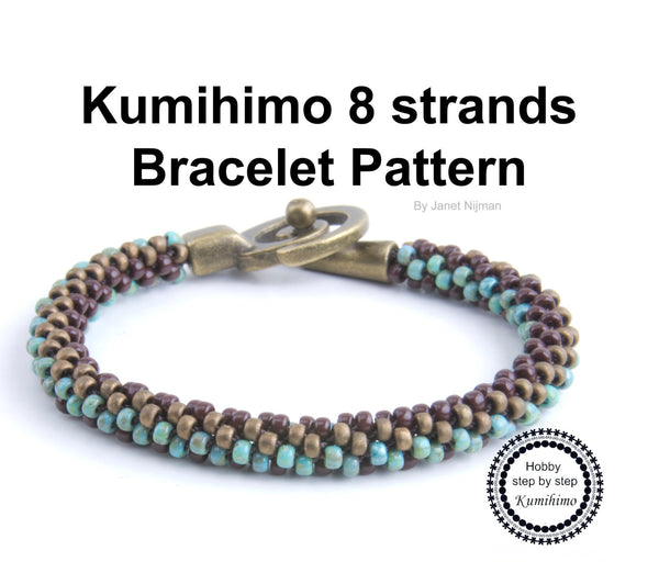 Kumihimo 8 strands bracelet pattern