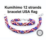 Kumihimo pattern tutorial 12 Strand USA Flag