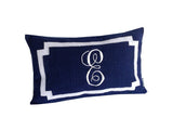 Best personalized gifts for her, Monogram Lumbar Pillows, Personalized Navy Blue Monogram Throw Pillow Cover 12"x 20