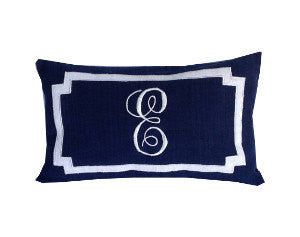 Best personalized gifts for her, Monogram Lumbar Pillows, Personalized Navy Blue Monogram Throw Pillow Cover 12"x 20