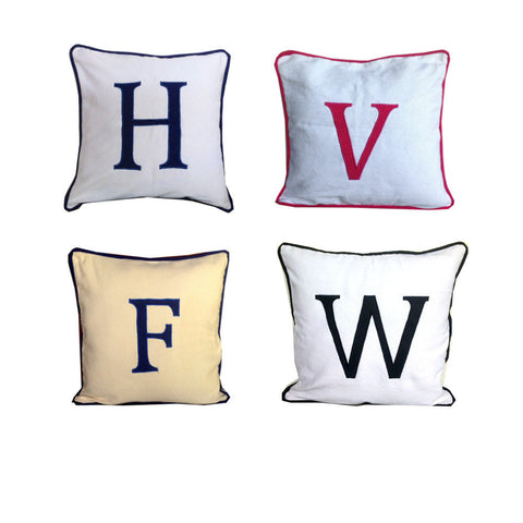 Monogram Throw Pillows, Monogram Throw Pillows, Pillows with piping Alphabet monogrammed throw pillow- Customized cotton pillow 18"x18"