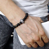 Men's Women Golden Obsidian Bracelet 925 Sterling Silver Indian Skull DiyNotion Handmade BR610