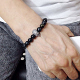 Men's Women Mixed Brown Blue Tiger Eye Bracelet 925 Sterling Silver Indian Skull DiyNotion Handmade BR611