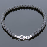Men's Women Lava Rock Sterling Silver Bracelet 925 Beads & Clasp DiyNotion Handmade BR615