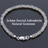 Men's Women Labradorite Sterling Silver Bracelet 925 Spacer Clasp Handmade DiyNotion BR616