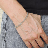 Men's Women Labradorite Sterling Silver Bracelet 925 Spacer Clasp Handmade DiyNotion BR616