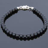 Men's Women Matte Black Onyx 925 Sterling Silver Bracelet Bead Clasp Gemstone DiyNotion Handmade BR581
