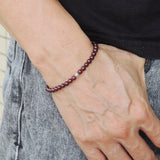 Men's Women Garnet Sterling Silver Bracelet AAA Gemstone 925 Round Bead DiyNotion Handmade BR620