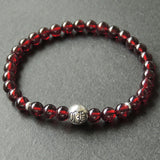 Men's Women Garnet Sterling Silver Bracelet AAA Gemstone 925 Bead Spacers DiyNotion Handmade BR621