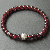 Men's Women Garnet Sterling Silver Bracelet AAA Gemstone 925 Bead Spacers DiyNotion Handmade BR621