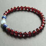 Men's Women Garnet Aquamarine Lapis Lazuli 925 Sterling Silver Bracelet AAA Gemstone DiyNotion Handmade BR622