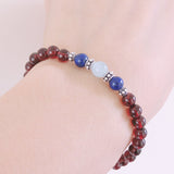 Men's Women Garnet Aquamarine Lapis Lazuli 925 Sterling Silver Bracelet AAA Gemstone DiyNotion Handmade BR622