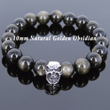 Men's Women Golden Obsidian Bracelet 925 Sterling Silver Bead DiyNotion Handmade BR614