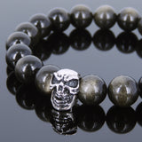 Men's Women Golden Obsidian Bracelet 925 Sterling Silver Bead DiyNotion Handmade BR614