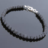 Men's Women Lava Rock Sterling Silver Bracelet 925 Beads & Clasp DiyNotion Handmade BR615