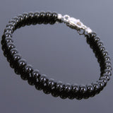 Men's Women Black Onyx 925 Sterling Silver Bracelet Bead Clasp Gemstone DiyNotion Handmade BR617