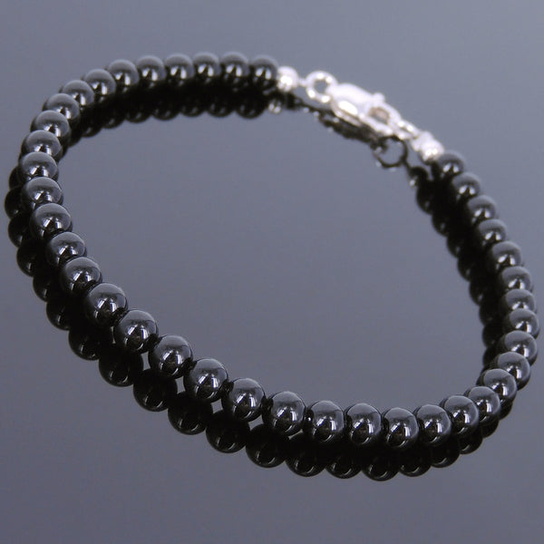 Men's Women Black Onyx 925 Sterling Silver Bracelet Bead Clasp Gemstone DiyNotion Handmade BR617