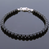 Men's Women Black Onyx 925 Sterling Silver Bracelet Bead Clasp Gemstone DiyNotion Handmade BR617