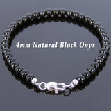 Men's Women Black Onyx 925 Sterling Silver Bracelet Bead Clasp Gemstone DiyNotion Handmade BR617