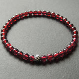 Men's Women Garnet Sterling Silver Bracelet AAA Gemstone 925 Round Bead DiyNotion Handmade BR620