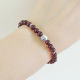 Men's Women Garnet Sterling Silver Bracelet AAA Gemstone 925 Bead Spacers DiyNotion Handmade BR621