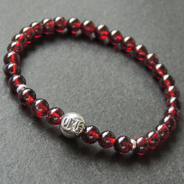 Men's Women Garnet Sterling Silver Bracelet AAA Gemstone 925 Bead Spacers DiyNotion Handmade BR621